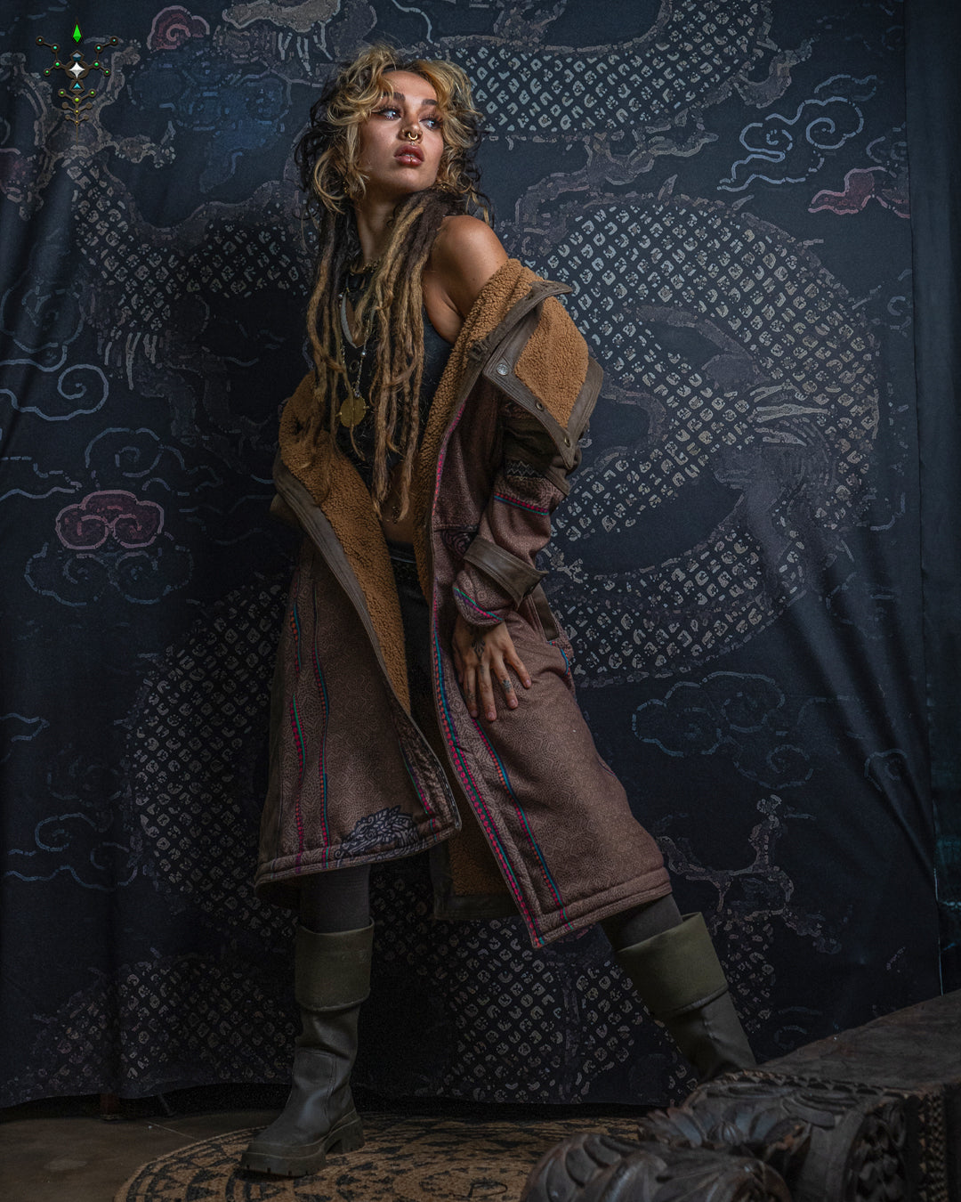 Coat Men BLADE RUNNER / WaterProof Linen Ultra Polar White Leopard - DRAGONS OF ITAK