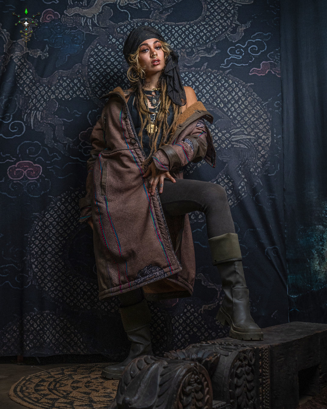 Coat Men BLADE RUNNER / WaterProof Linen Ultra Polar White Leopard - DRAGONS OF ITAK