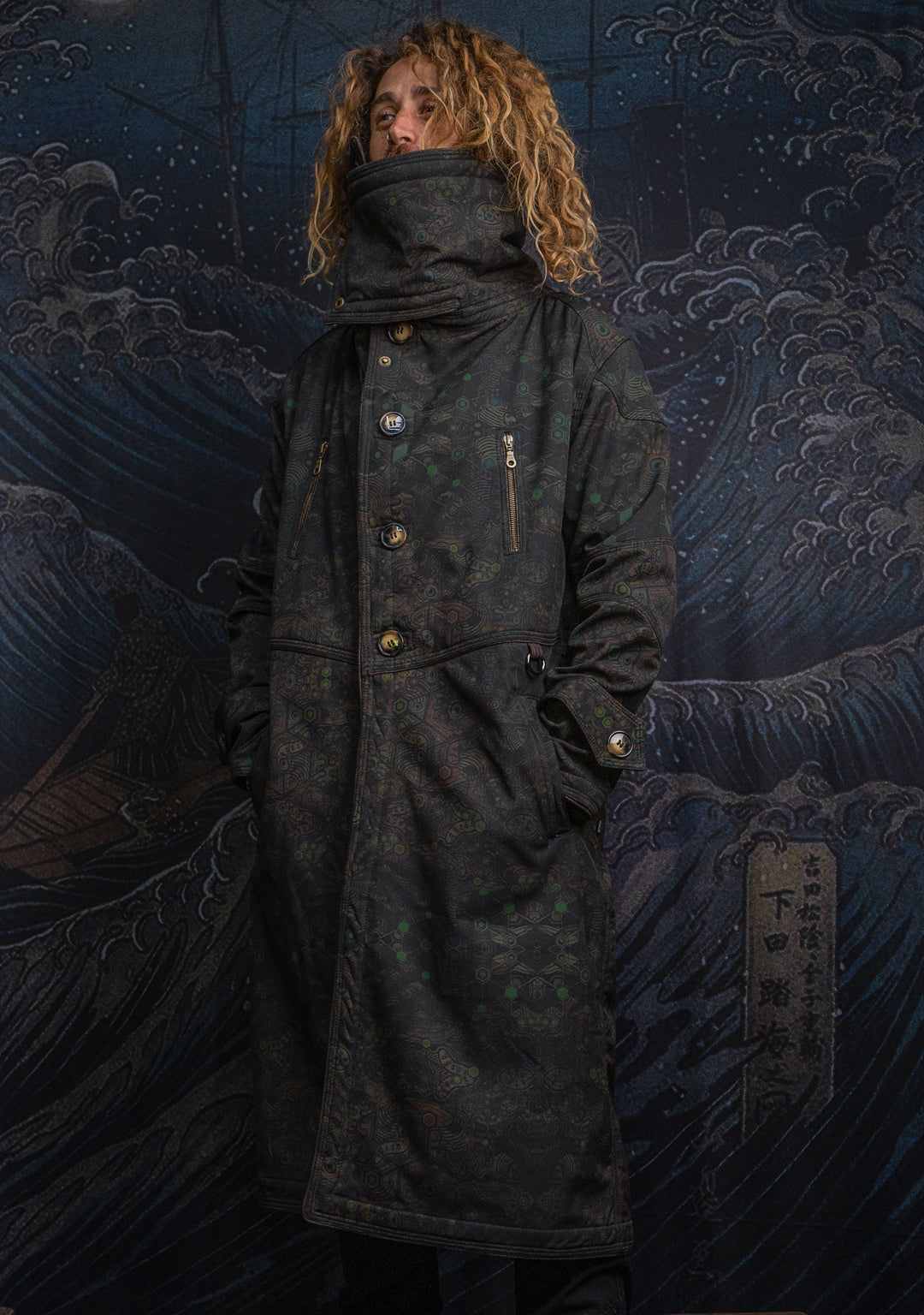 Coat Men BLADE RUNNER / Waterproof Fur - Olive PSYCHEDELIKA GALACTIKA