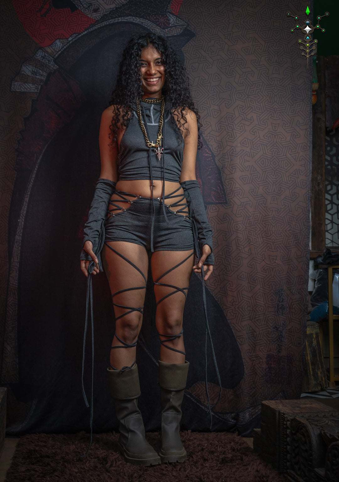 Woman Combo Hooded Top Short / Knits - Grey STRAPS