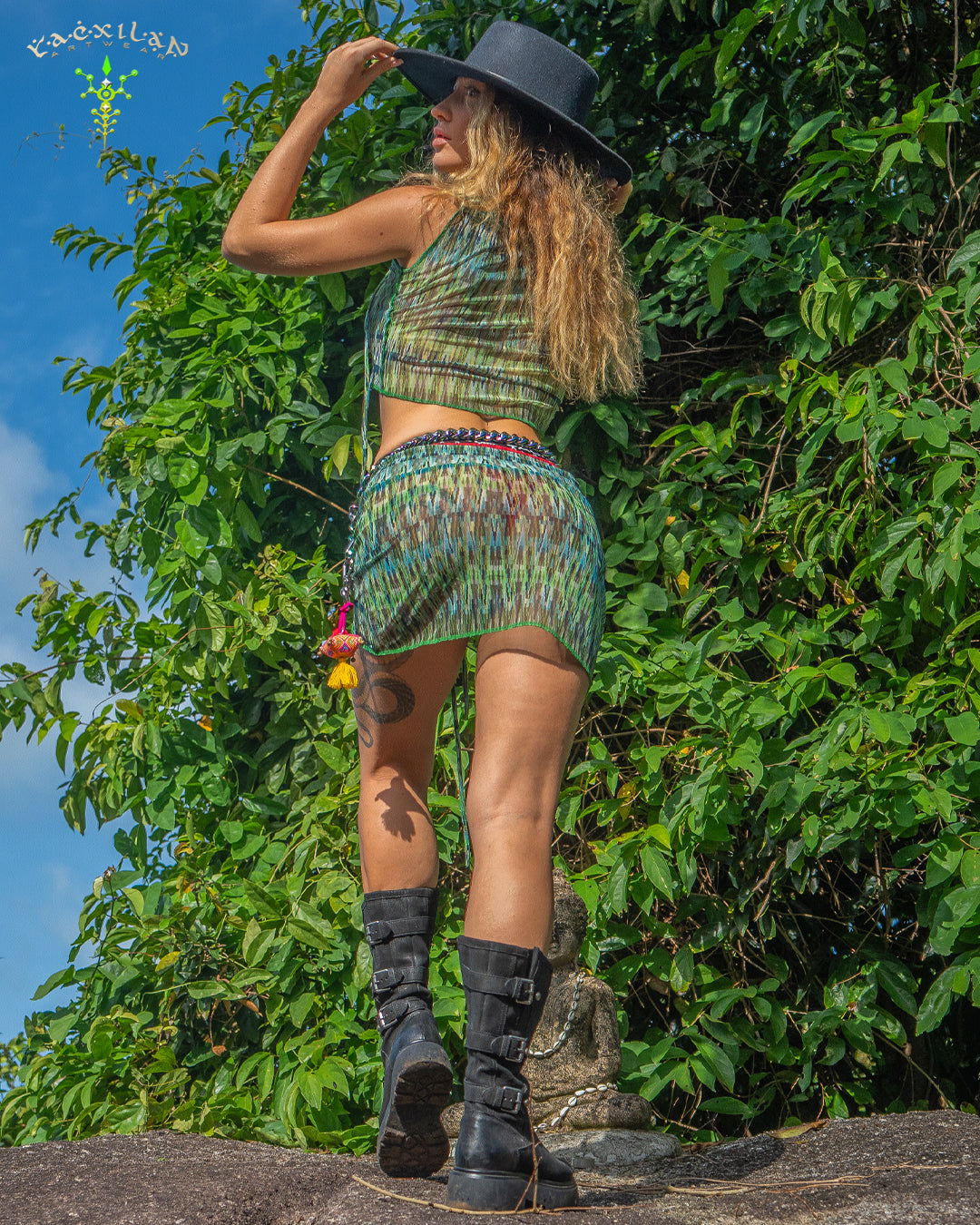 Woman Combo Boho Mini Skirt / Mesh - GREENWISH