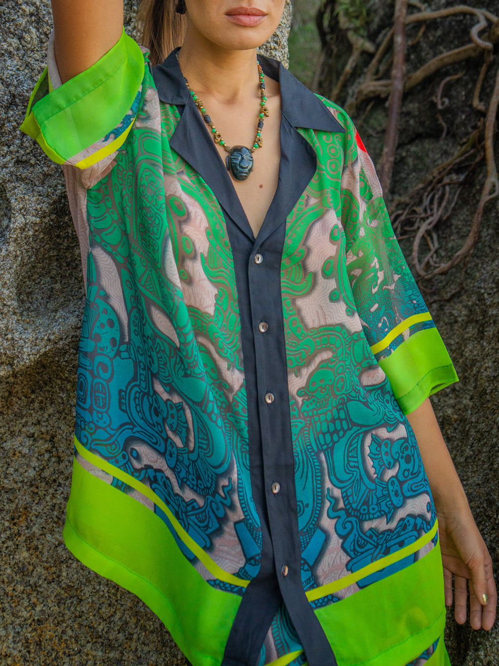 Shirt Men Oversized Set Half Sleeves / Chiffon - JADE MAYANS