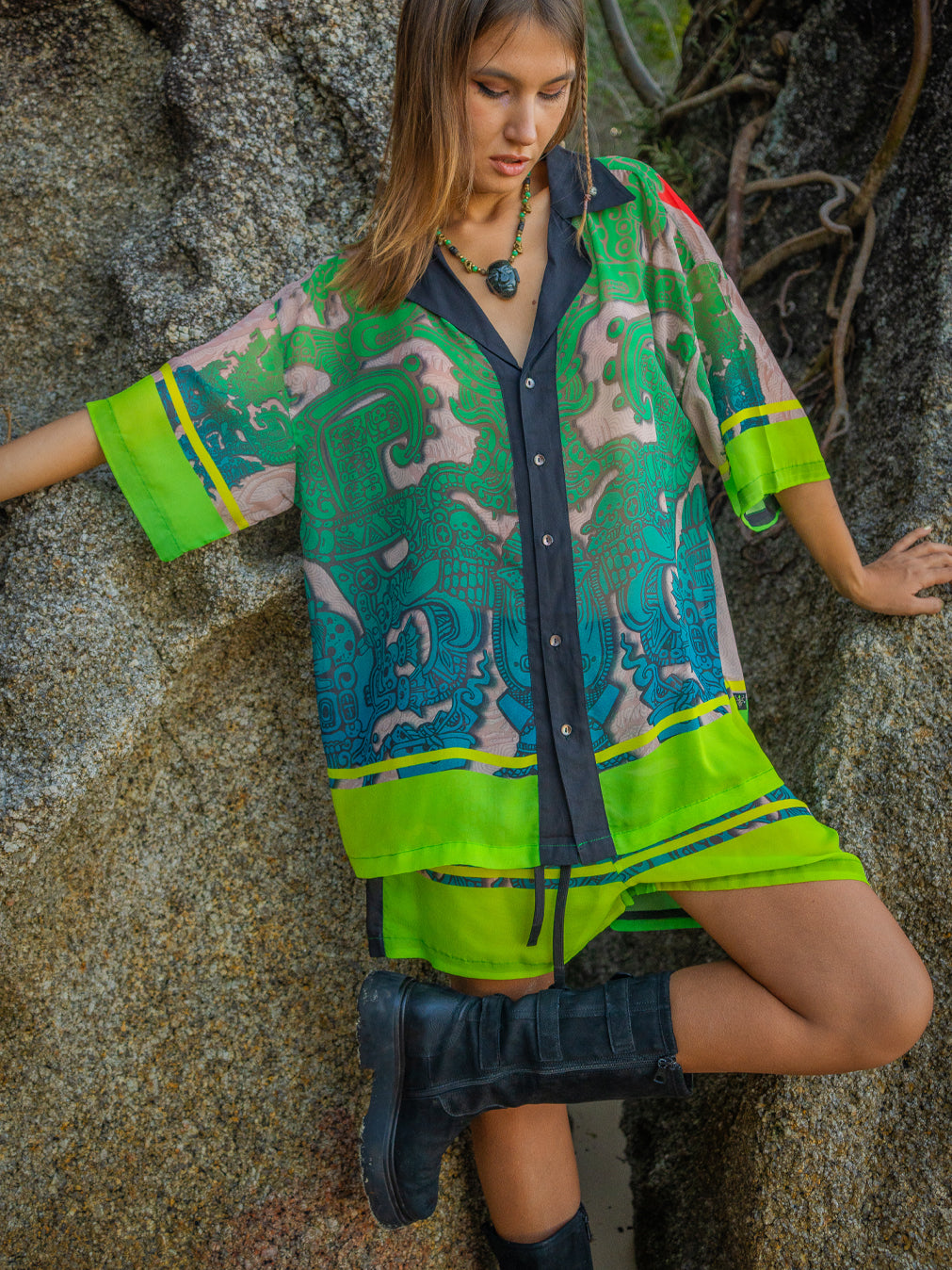 Shirt Men Oversized Set Half Sleeves / Chiffon - JADE MAYANS