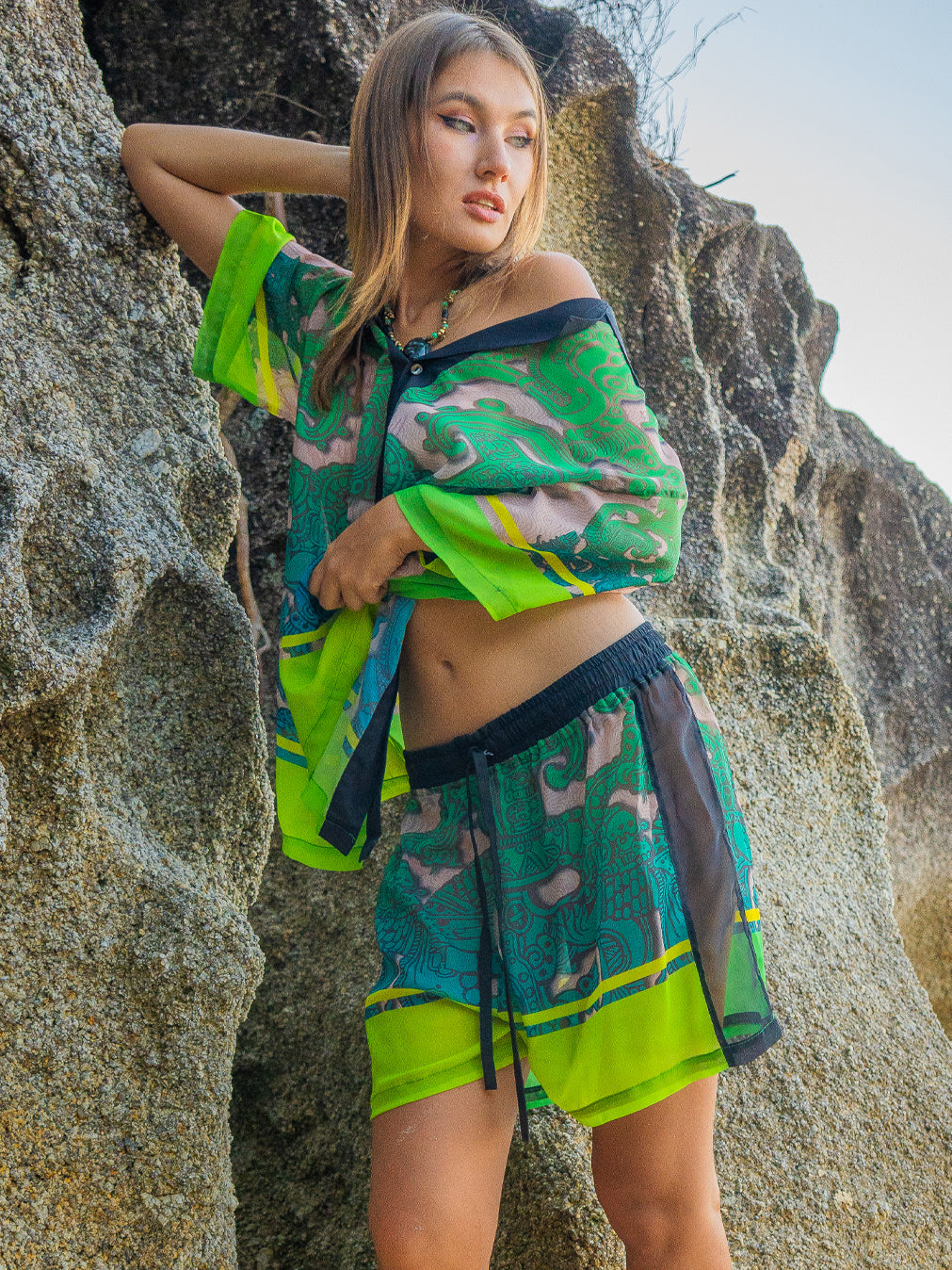 Shirt Men Oversized Set Half Sleeves / Chiffon - JADE MAYANS