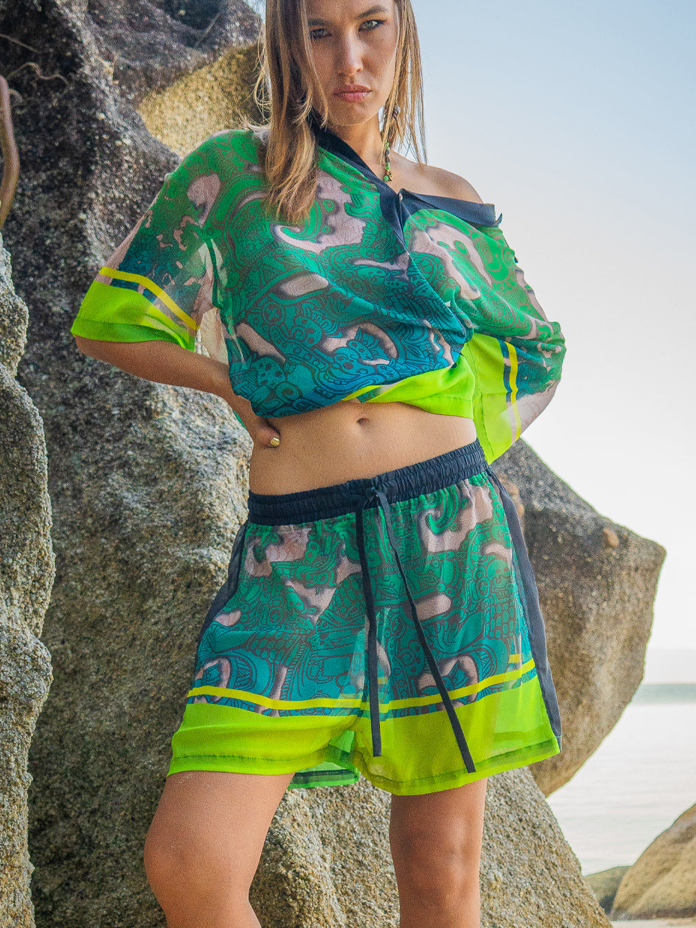 Shirt Men Oversized Set Half Sleeves / Chiffon - JADE MAYANS