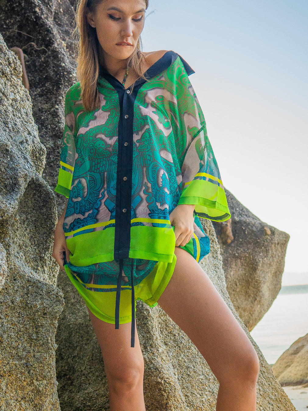 Shirt Men Oversized Set Half Sleeves / Chiffon - JADE MAYANS