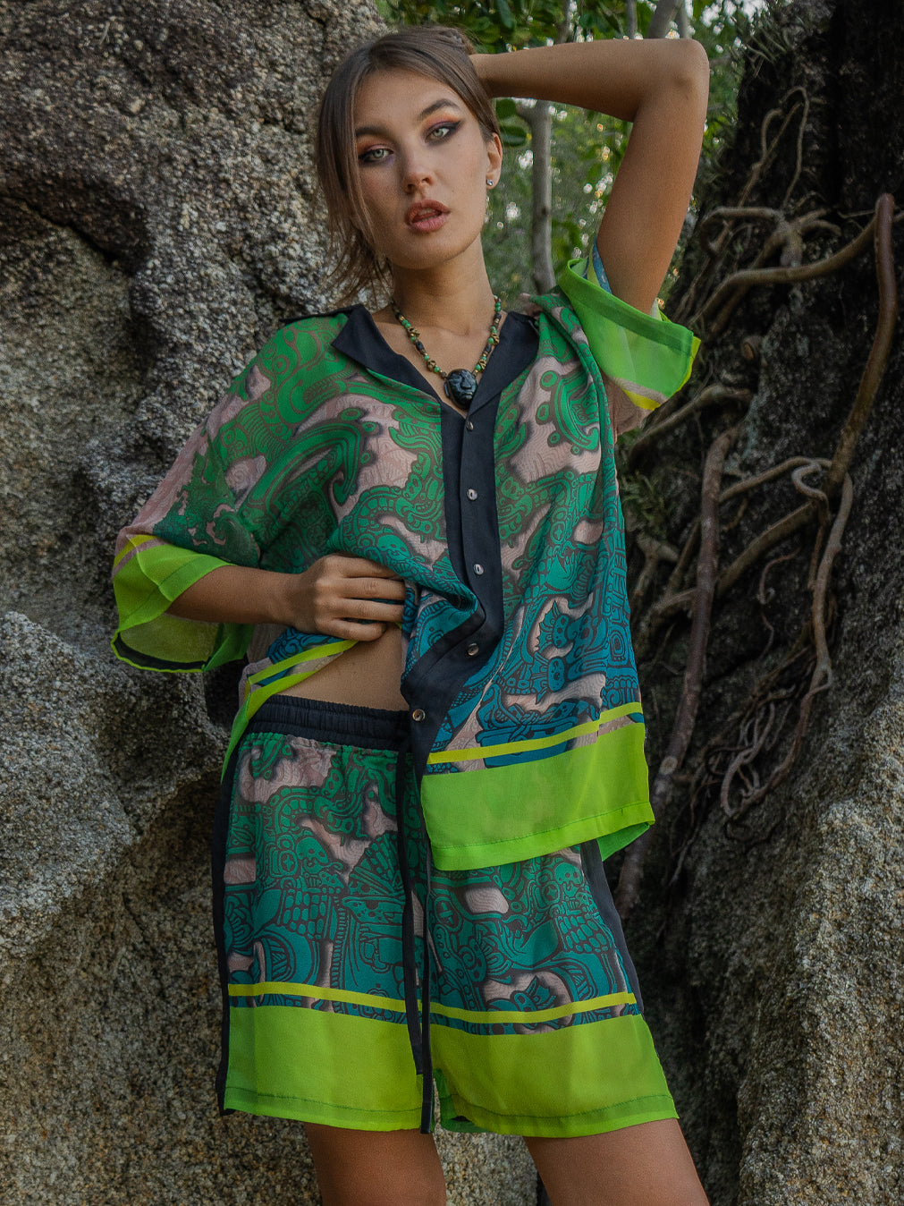 Shirt Men Oversized Set Half Sleeves / Chiffon - JADE MAYANS