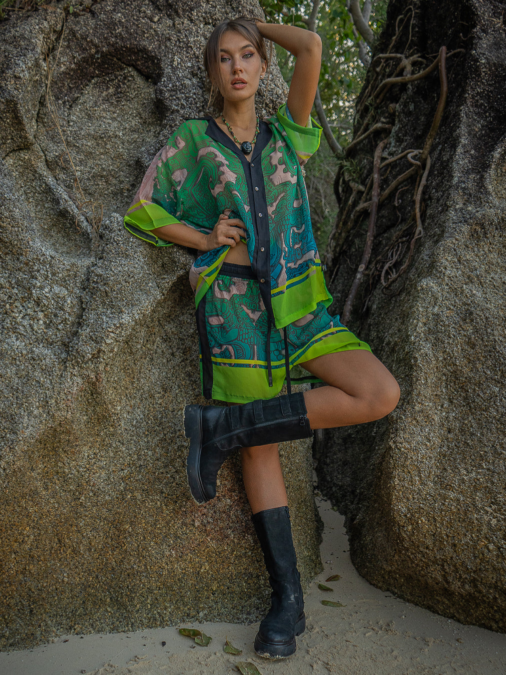 Shirt Men Oversized Set Half Sleeves / Chiffon - JADE MAYANS