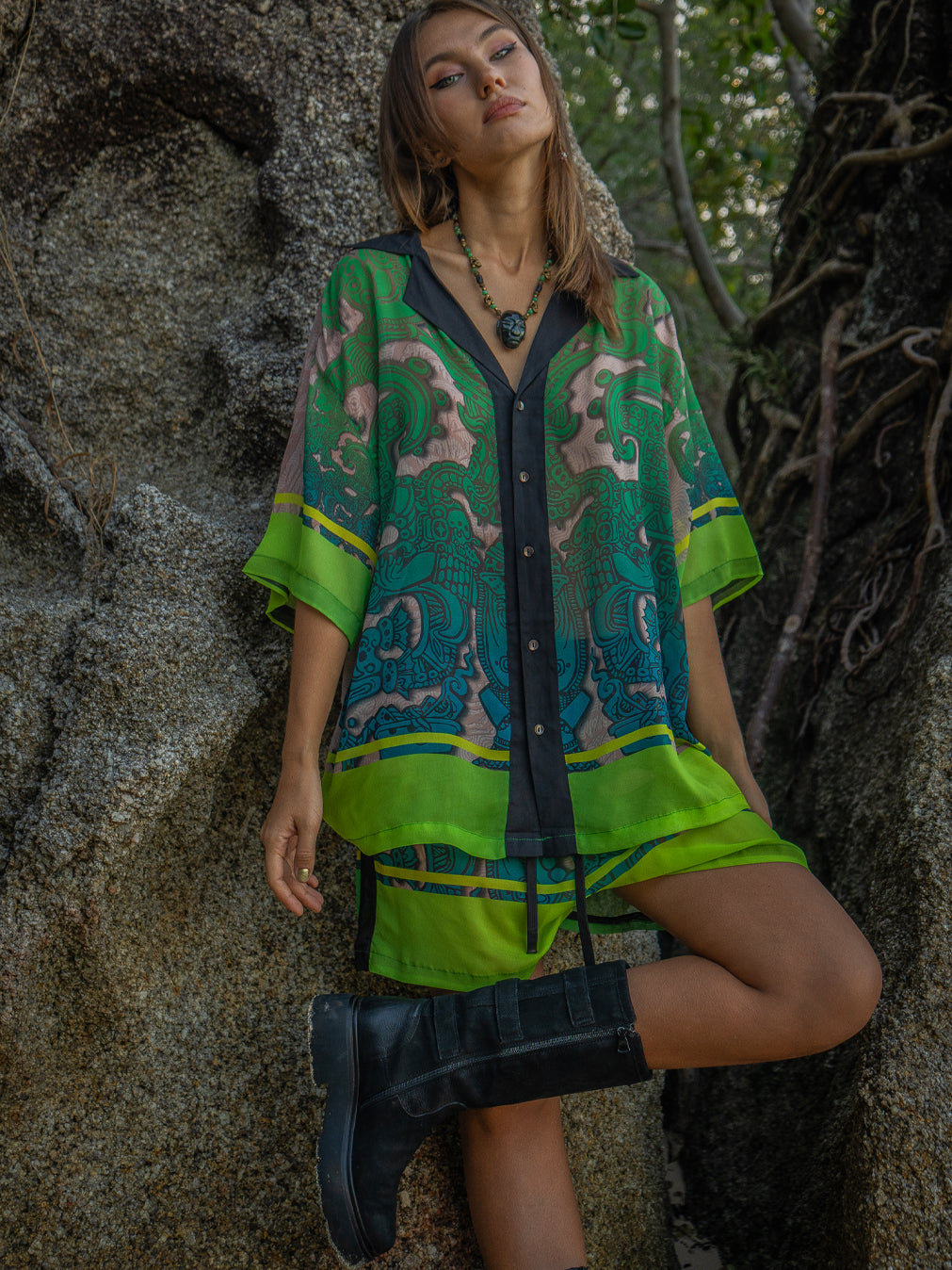 Shirt Men Oversized Set Half Sleeves / Chiffon - JADE MAYANS