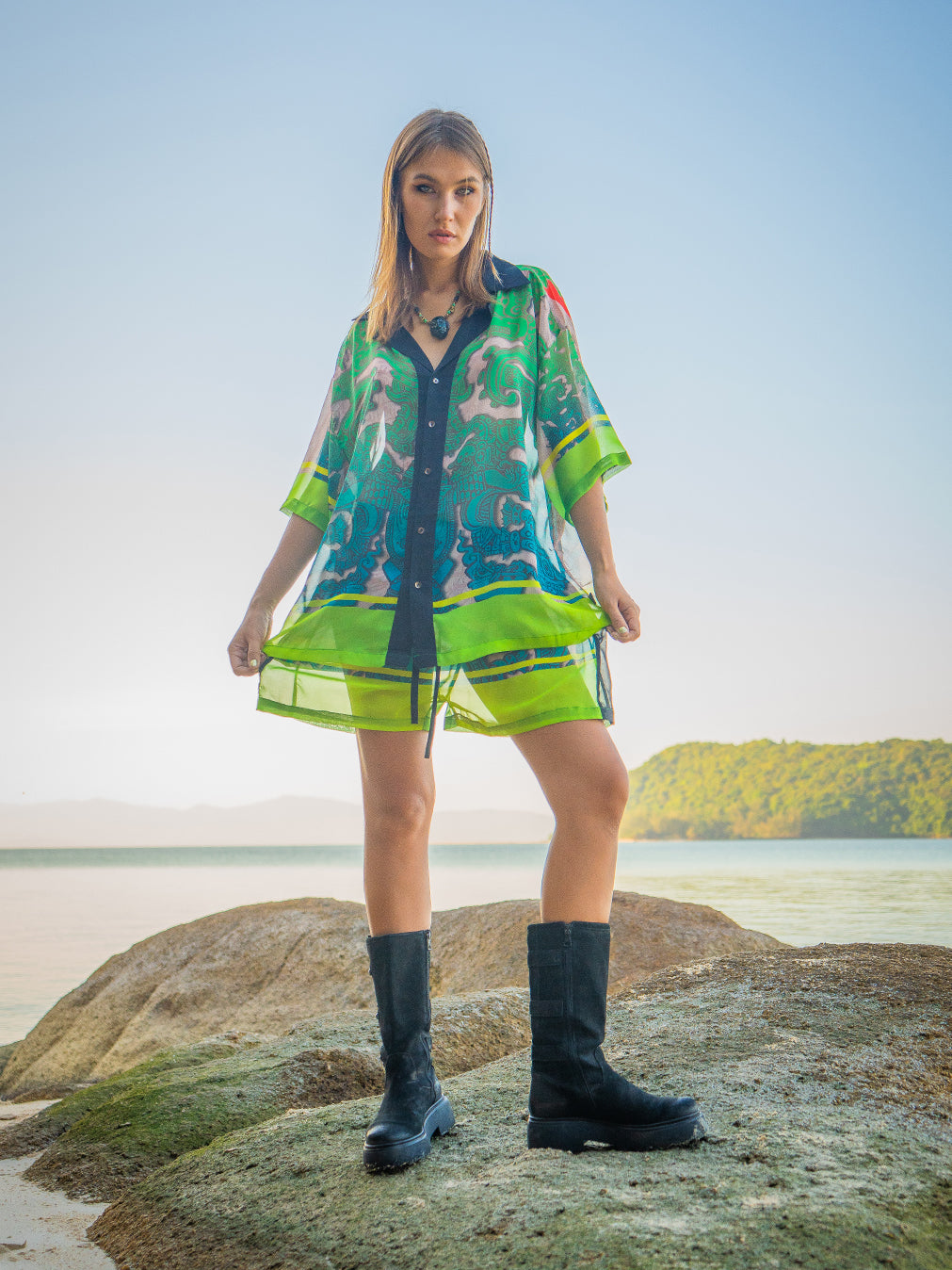 Shirt Men Oversized Set Half Sleeves / Chiffon - JADE MAYANS