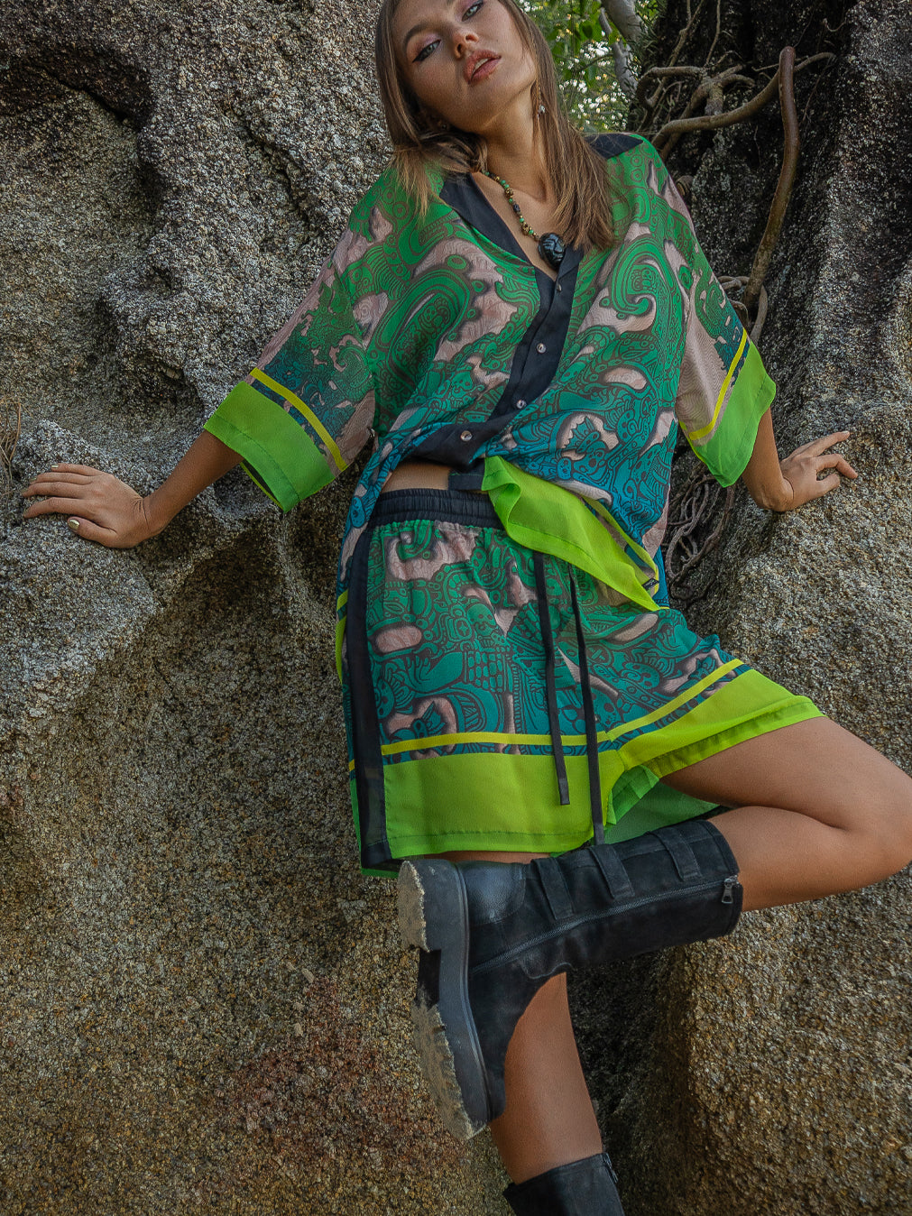 Shirt Men Oversized Set Half Sleeves / Chiffon - JADE MAYANS