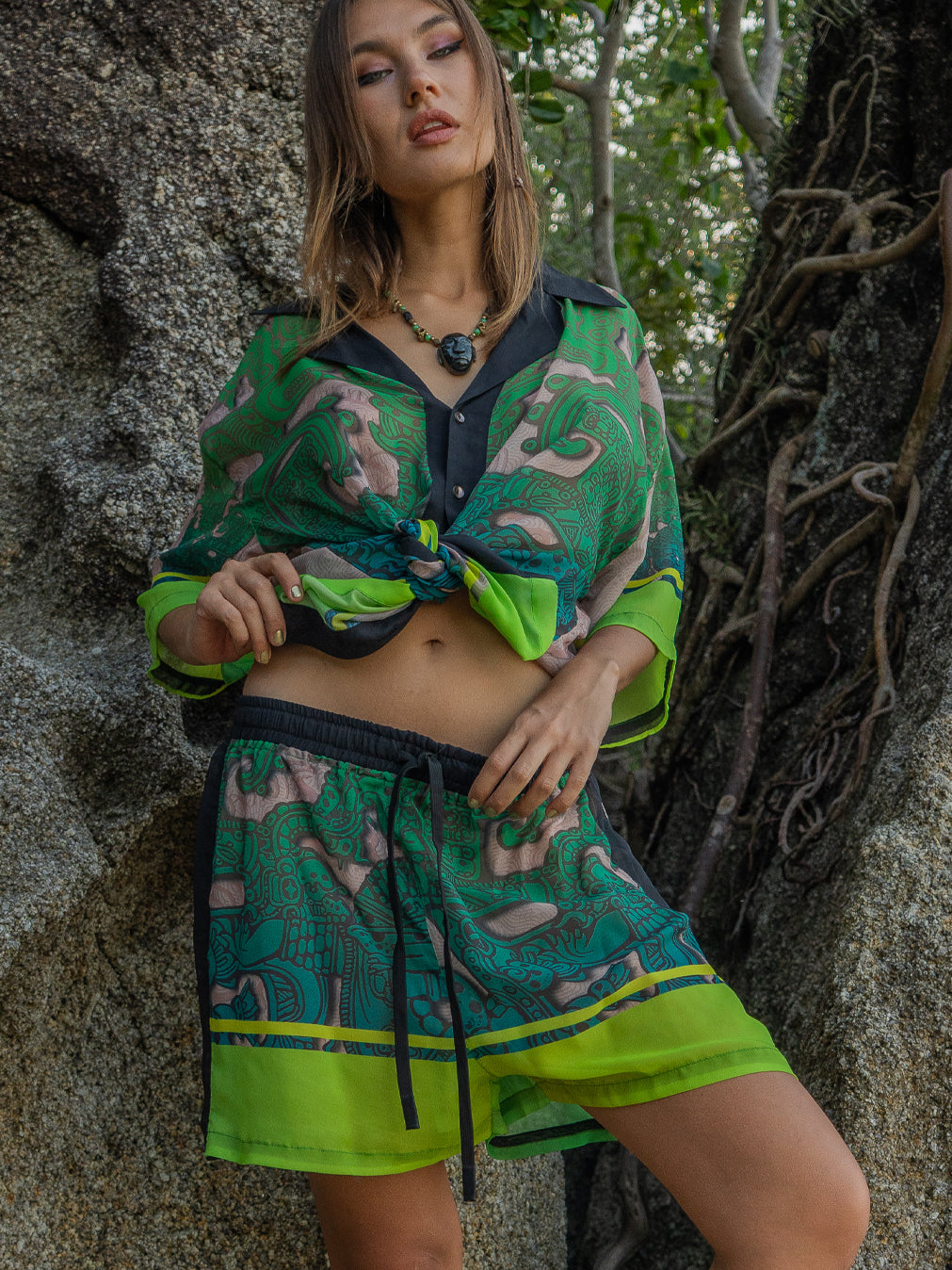 Shirt Men Oversized Set Half Sleeves / Chiffon - JADE MAYANS