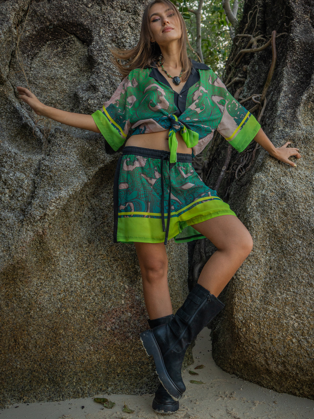 Shirt Men Oversized Set Half Sleeves / Chiffon - JADE MAYANS