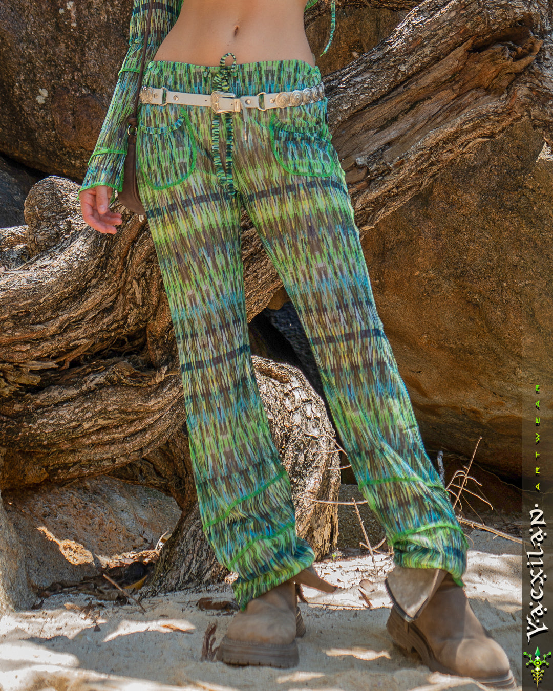 Woman Combo Boho Pants / Mesh - GREENISH