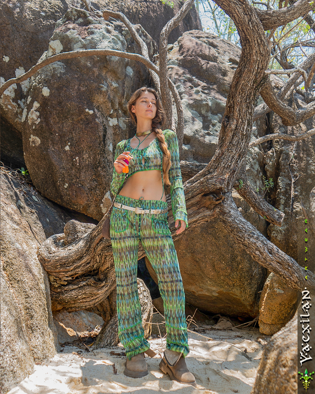 Woman Combo Boho Pants / Mesh - GREENISH