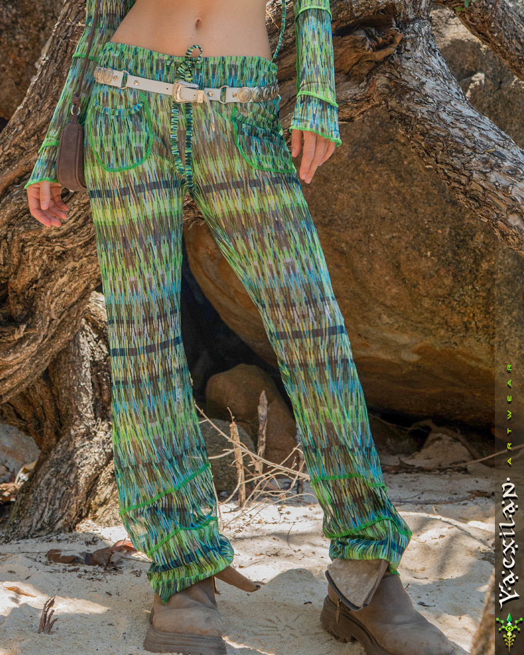 Woman Combo Boho Pants / Mesh - GREENISH