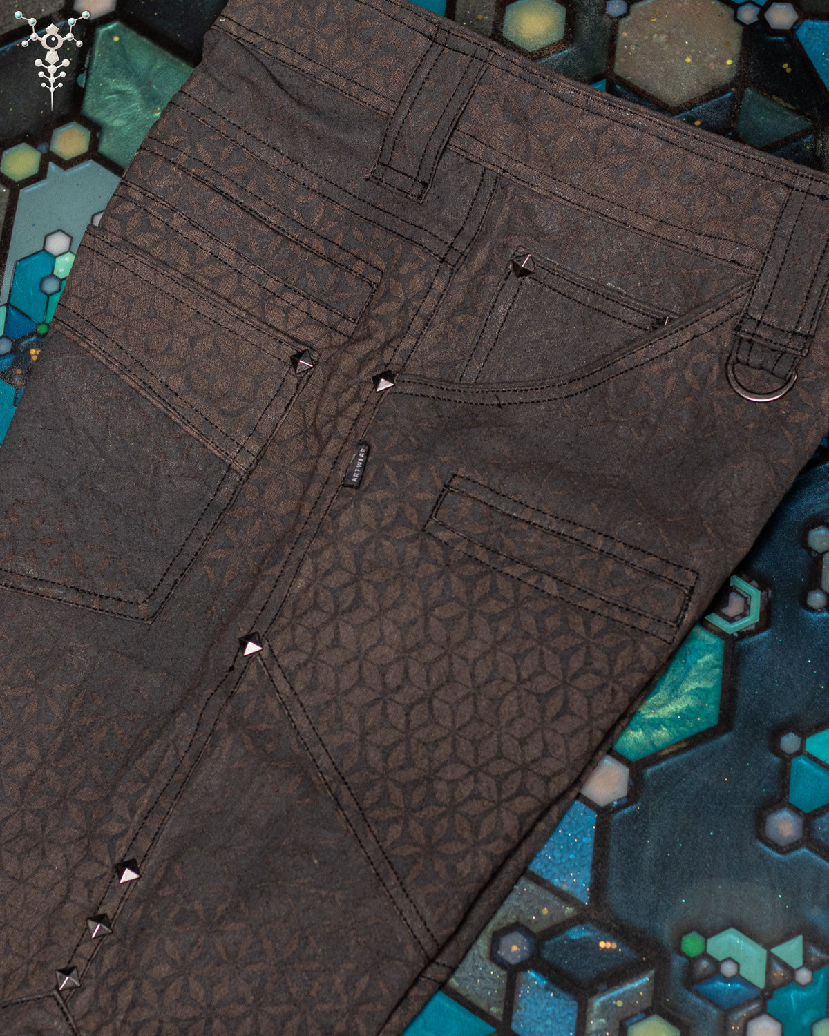 Corsaire Men / Organic Hemp Woven Thick Veg Dye Veg Print - Charcoal SANDSOTIME