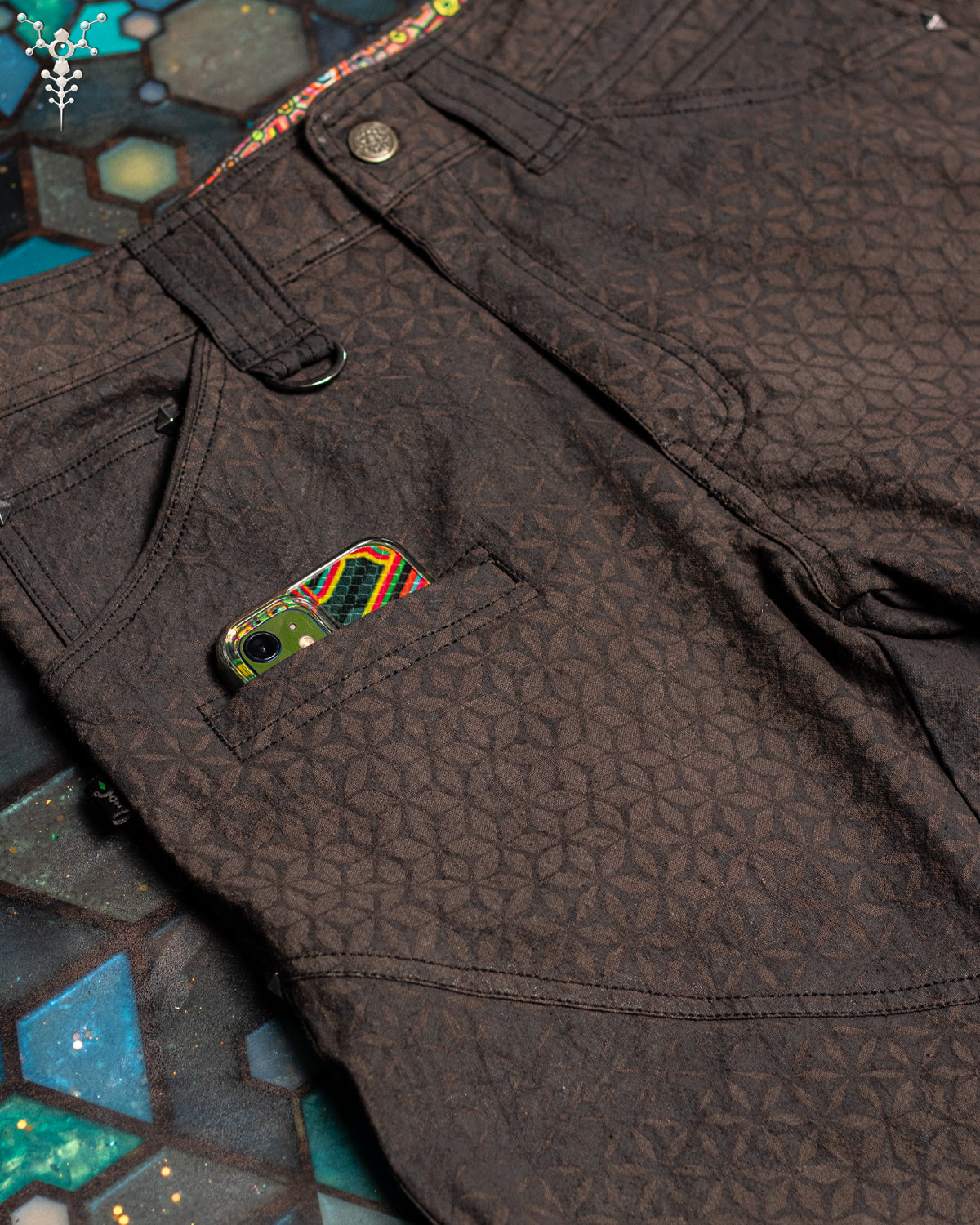 Corsaire Men / Organic Hemp Woven Thick Veg Dye Veg Print - Charcoal SANDSOTIME