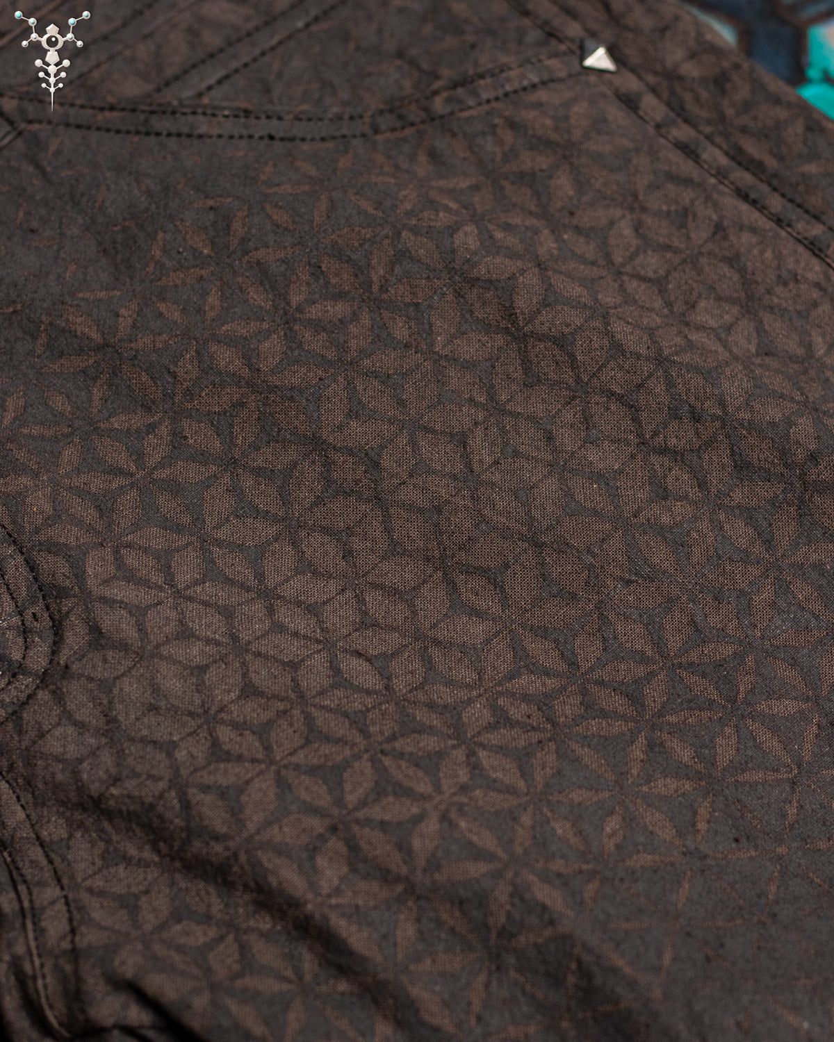 Corsaire Men / Organic Hemp Woven Thick Veg Dye Veg Print - Charcoal SANDSOTIME