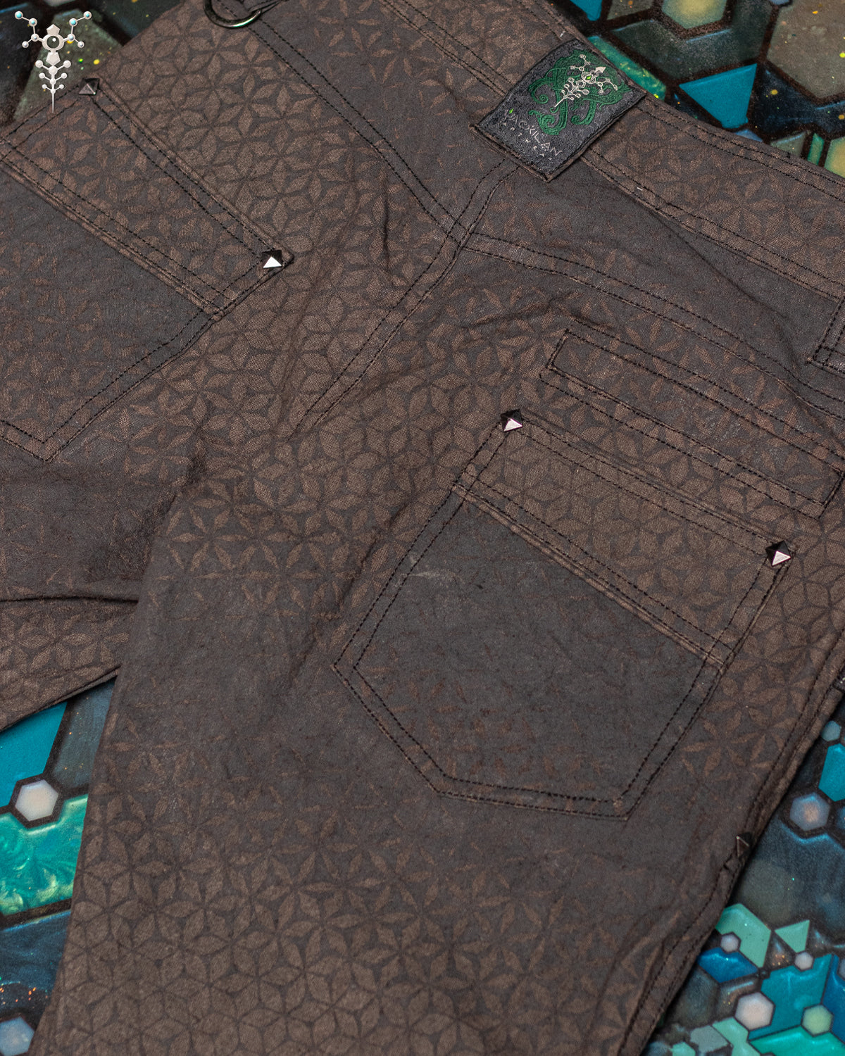 Corsaire Men / Organic Hemp Woven Thick Veg Dye Veg Print - Charcoal SANDSOTIME