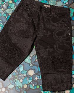 Corsaire Men / Stretchy Denim Digital Embroidery and LASER print - Black IKARO DRAGONS