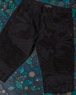 Corsaire Men / Denim Stretchy Digital Embroidey Stonewashed - Black IKARO DRAGONS