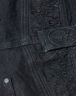 Corsaire Men / Stretchy Denim Digital Embroidery - Black KAMBOZII