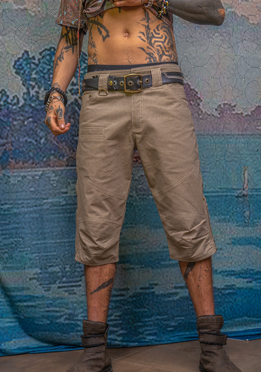 Corsaire Men / Cotton Screenprint - Sand SPACE INVADER Demetrio