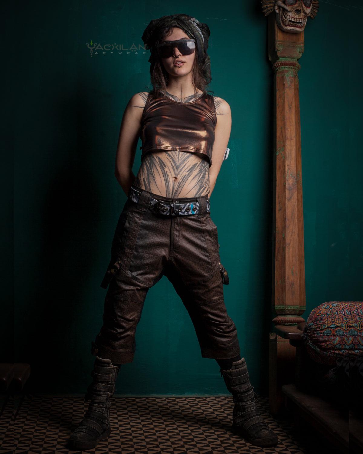 Corsaire Pants Woman / Waxed Denim - Brown SANDSOTIME - Yacxilan Artwear