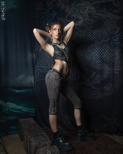 Corsaire Pants Woman / Fake Leather Swede - Grey SHAMANKA - Yacxilan Artwear