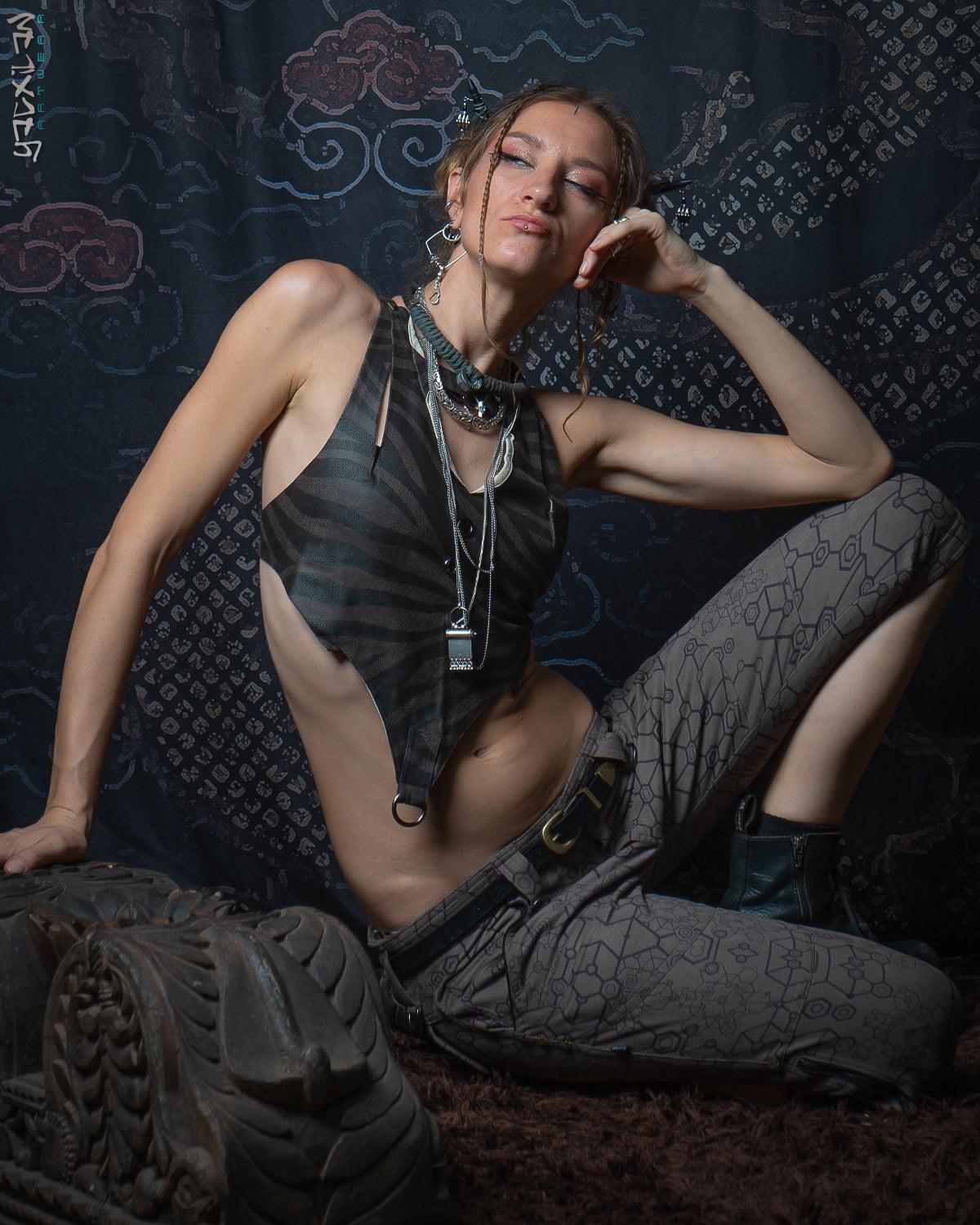 Corsaire Pants Woman / Fake Leather Swede - Grey SHAMANKA - Yacxilan Artwear