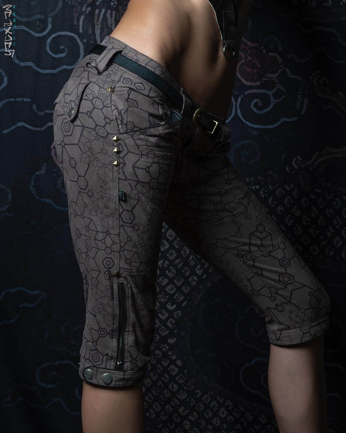 Corsaire Pants Woman / Fake Leather Swede - Grey SHAMANKA - Yacxilan Artwear