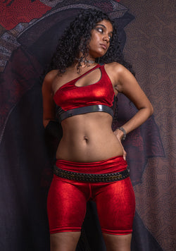 Woman Combo Shorts / Metalic Licra - RED Metal