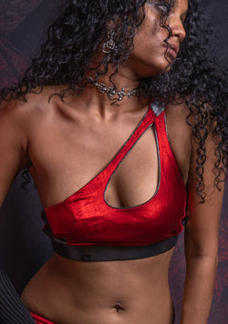 Woman Combo Crop Drop / Metalic Licra - RED