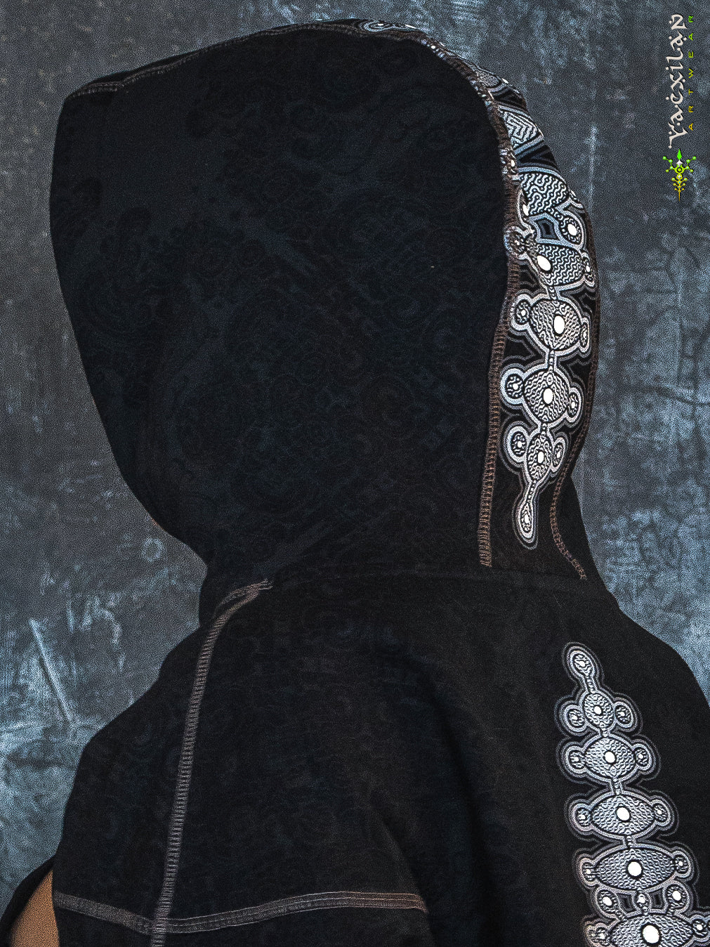 Crop Hoodie Woman / Cotton Fleece - GALACTIK SPINE Mayan Codex