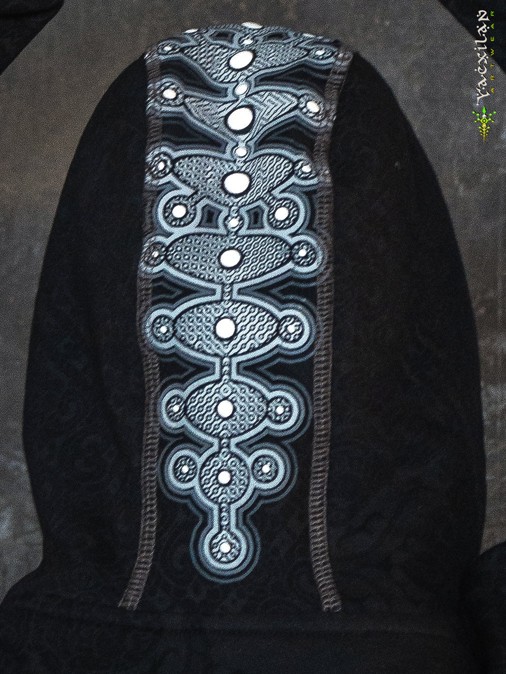 Crop Hoodie Woman / Cotton Fleece - GALACTIK SPINE Mayan Codex