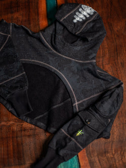 Crop Hoodie Woman / Cotton Fleece - GALACTIK SPINE Mayan Codex