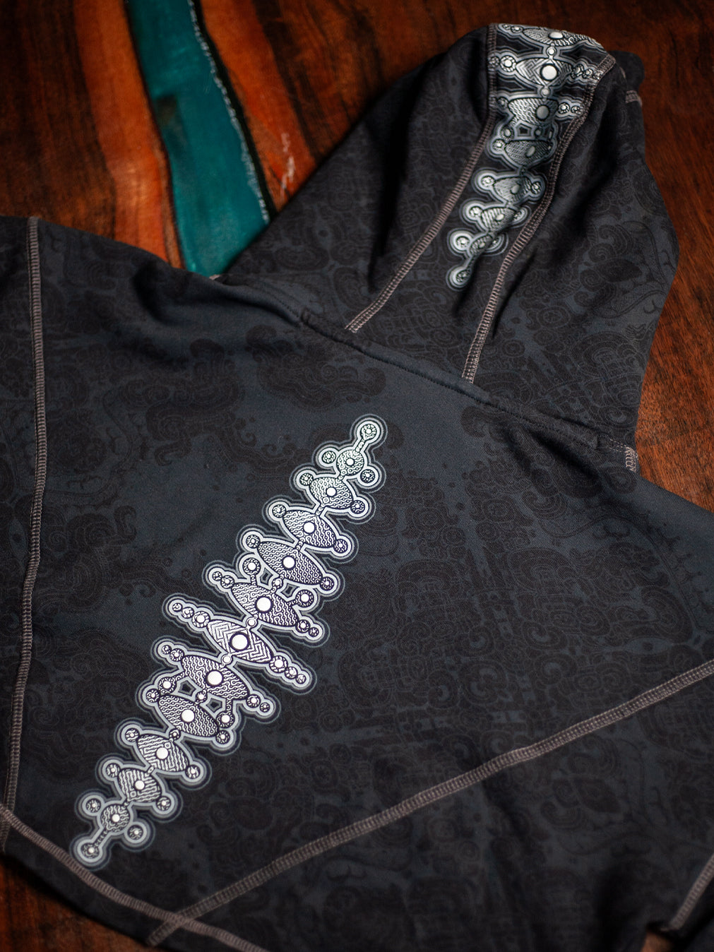 Crop Hoodie Woman / Cotton Fleece - GALACTIK SPINE Mayan Codex