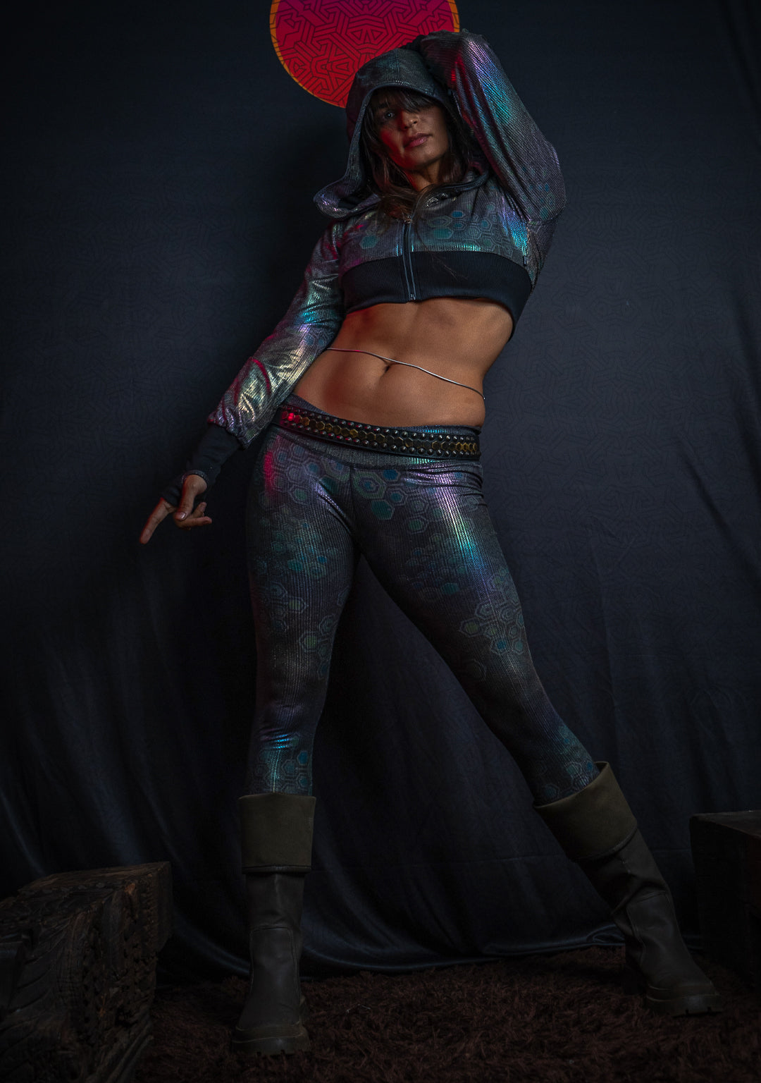 Leggings Capri / Holographic Rainbow Dots Flatrib - MYCELIUM