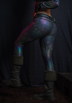 Leggings Capri / Holographic Rainbow Dots Flatrib - MYCELIUM