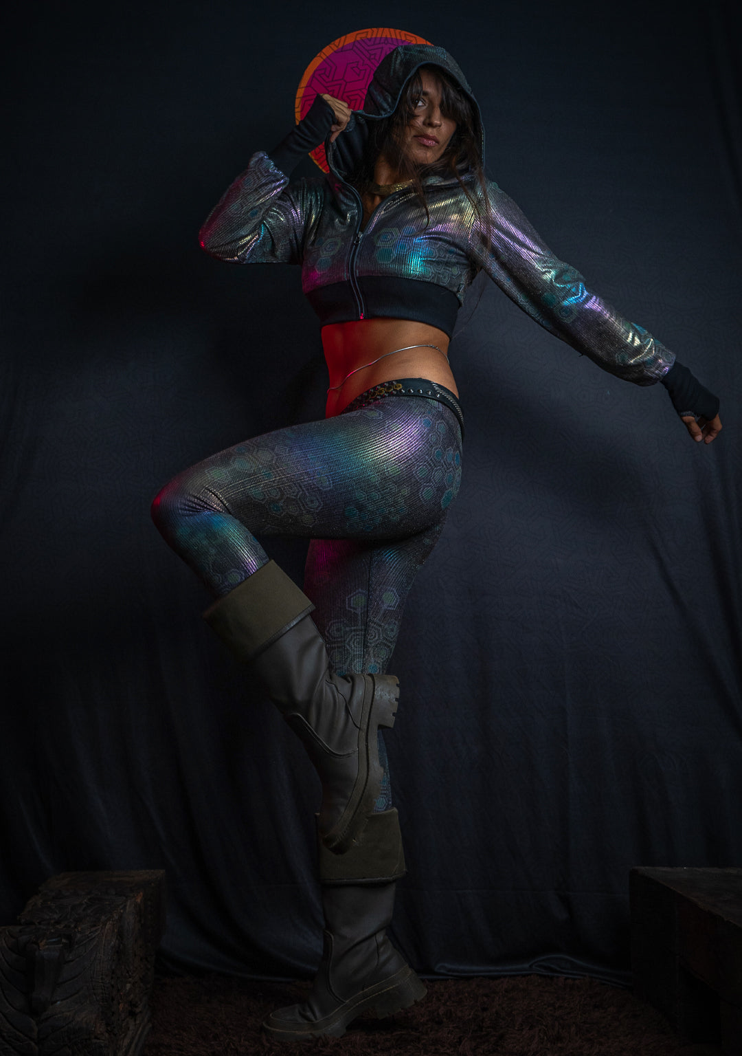 Leggings Capri / Holographic Rainbow Dots Flatrib - MYCELIUM