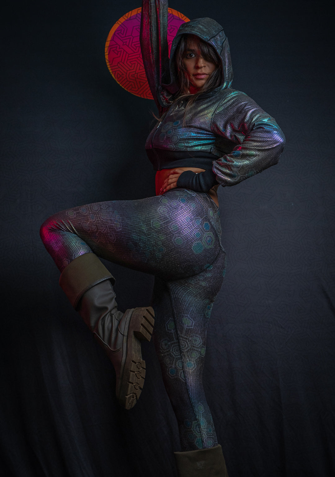 Leggings Capri / Holographic Rainbow Dots Flatrib - MYCELIUM