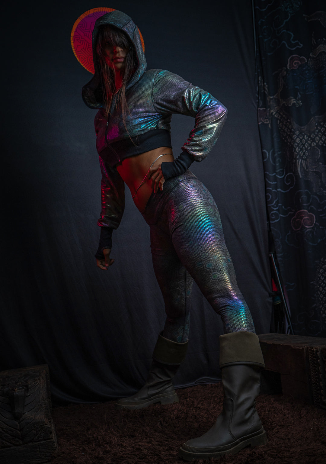 Leggings Capri / Holographic Rainbow Dots Flatrib - MYCELIUM