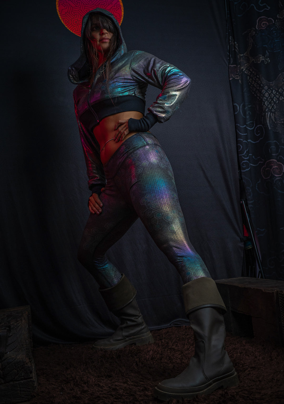 Leggings Capri / Holographic Rainbow Dots Flatrib - MYCELIUM