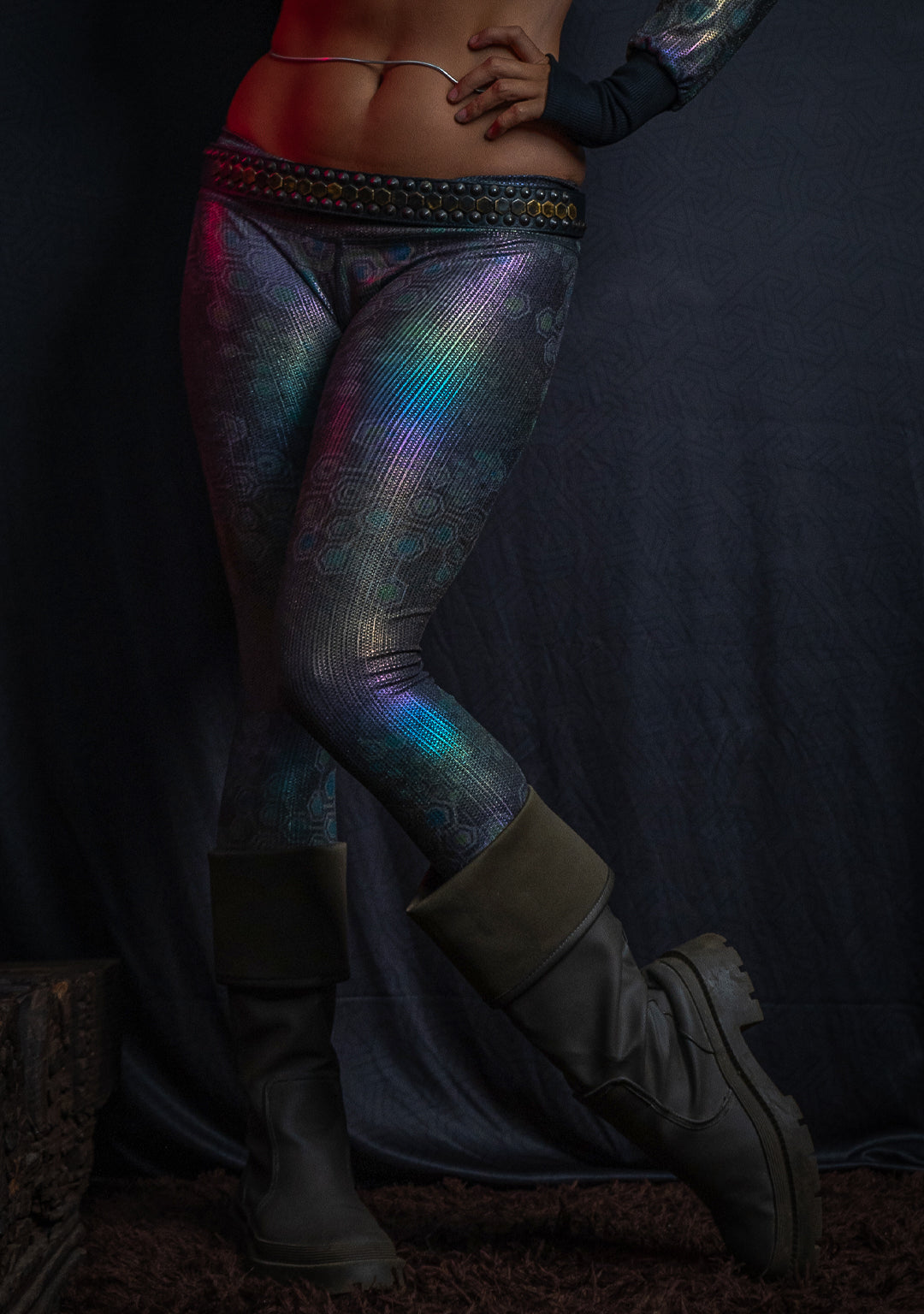 Leggings Capri / Holographic Rainbow Dots Flatrib - MYCELIUM