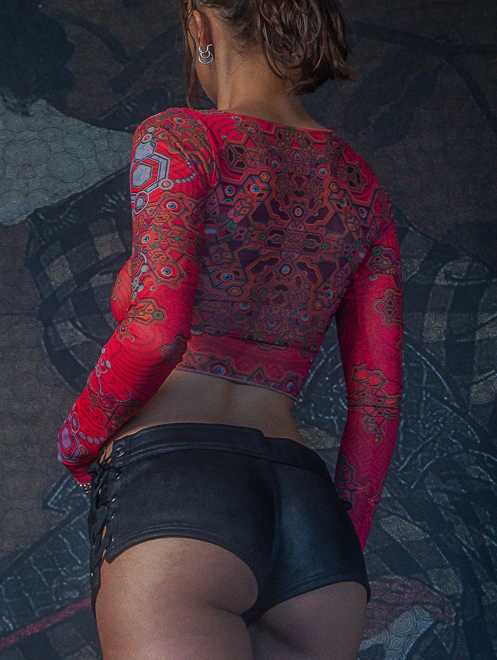 Crop-Top Longsleeve / Soft Mesh - ATLANTIS LAVA