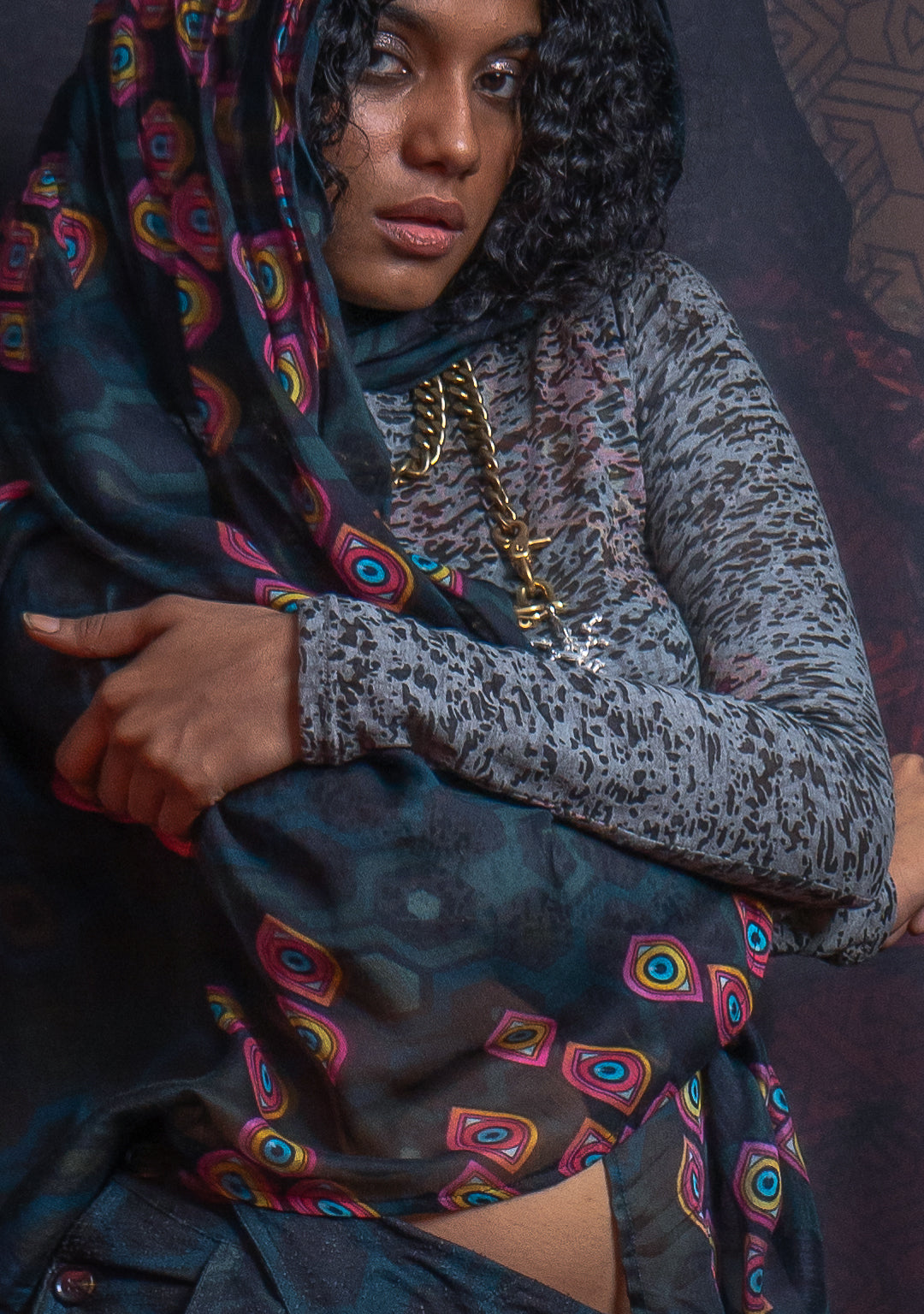 Woman Crop Top Longsleeve / Burnout - Grey ATLANTIS