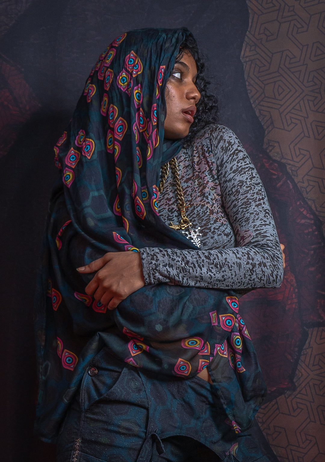 Woman Crop Top Longsleeve / Burnout - Grey ATLANTIS