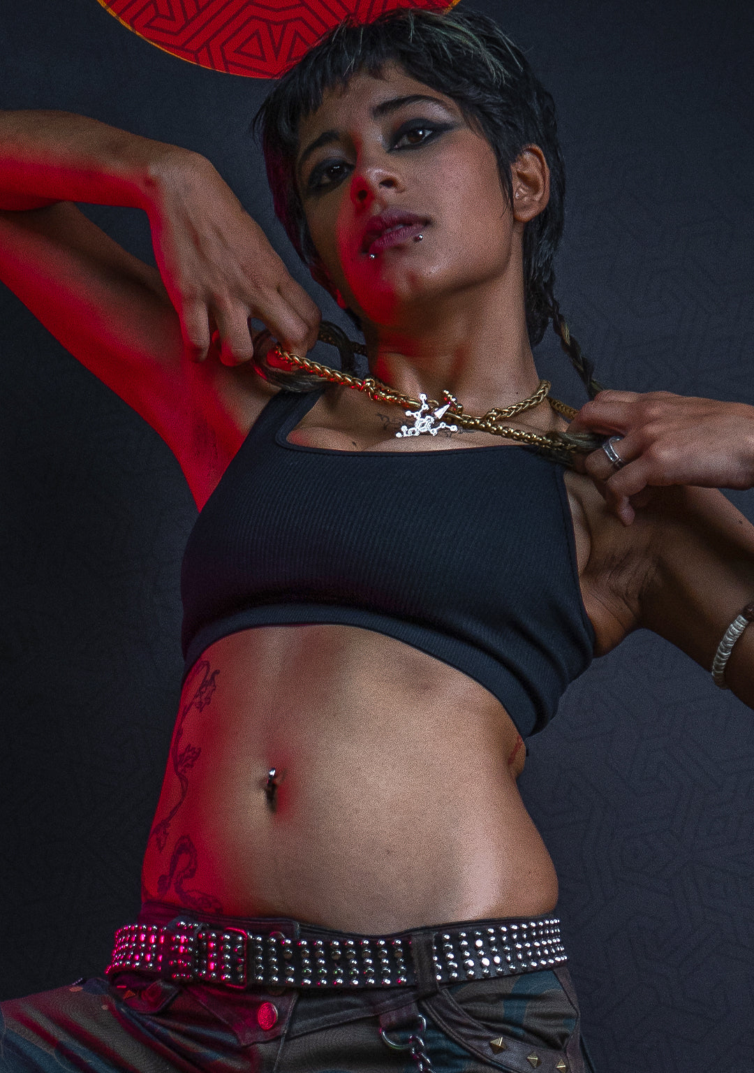 Woman Crop Top Open Back / Poliamide - BLACK