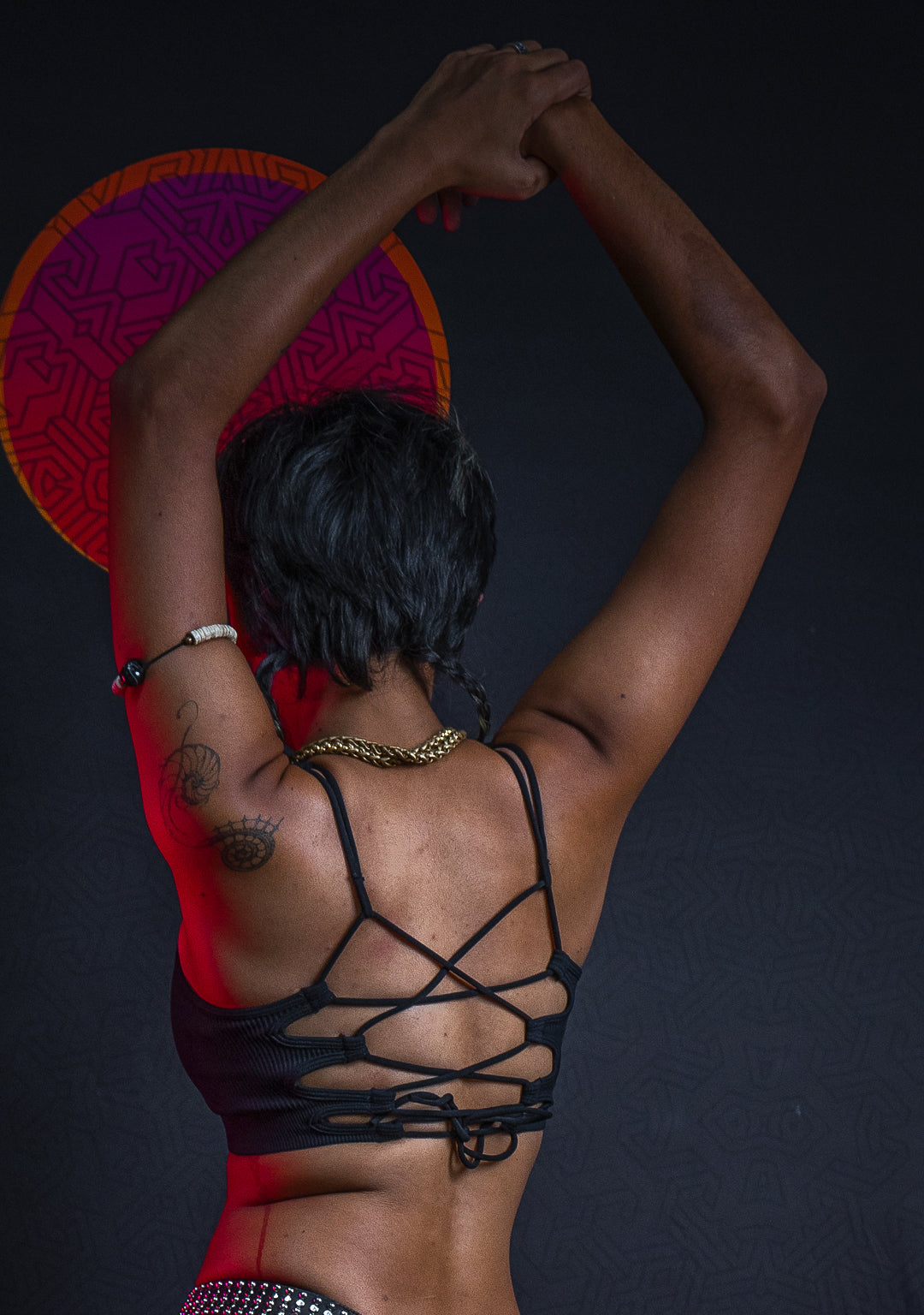 Woman Crop Top Open Back / Poliamide - BLACK